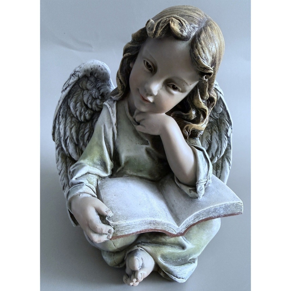 Renaissance Angel Cherub Figurine Unisex Multicolor Excellent Hand Painted Decor